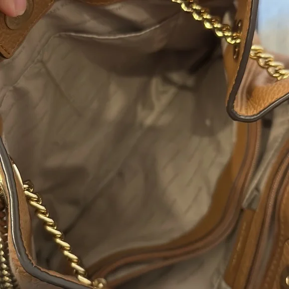 Michaels Kors Brown Pebbled Leather Soft supple cognac shoulder bag purse - Picture 10 of 14